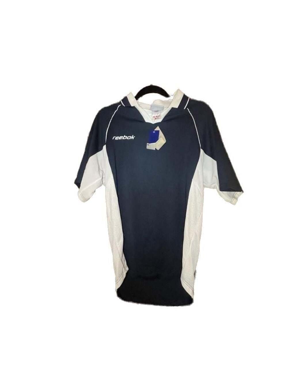 Reebok Men's Athletic Polo Shirt Navy Blue and White